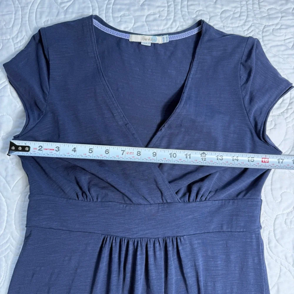 Boden Navy Blue Cotton Minimalist Jersey Empire Waist Faux Wrap Dress US 6 M EUC